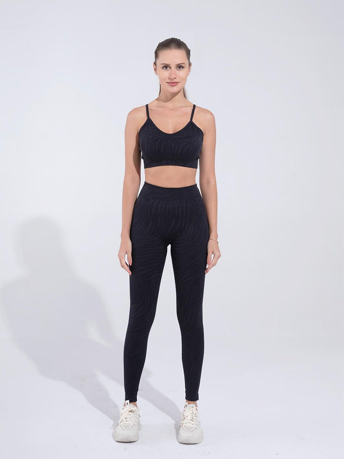 Moisture Wicking Beauty Back Yoga Set Black