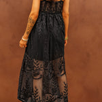 Lace Crisscross Back Sleeveless Maxi Dress