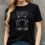 Simply Love Full Size OOPS I DON’T CARE Graphic Cotton Tee