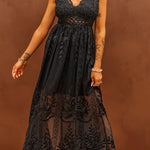 Lace Crisscross Back Sleeveless Maxi Dress