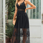 Lace Crisscross Back Sleeveless Maxi Dress