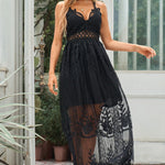 Lace Crisscross Back Sleeveless Maxi Dress