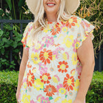 Plus Size Floral Butterfly Sleeve Blouse