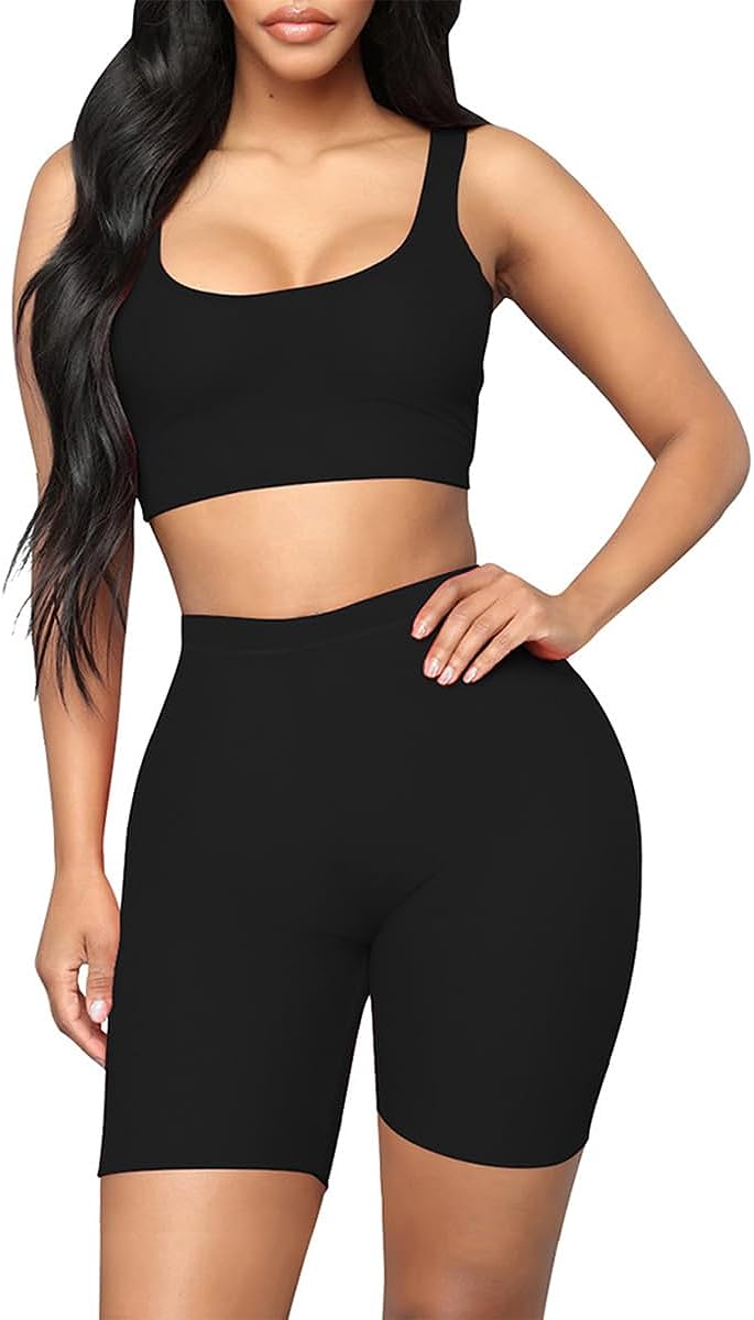 Cropped Sports Shorts Suit High Waist Mid Support