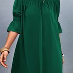 Frill Neck Flounce Sleeve Dress