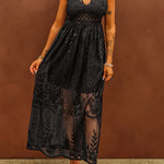 Lace Crisscross Back Sleeveless Maxi Dress