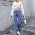 High Waist Straight Leg Jeans