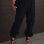 High Waist Drawstring Pants with Pockets