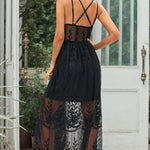 Lace Crisscross Back Sleeveless Maxi Dress