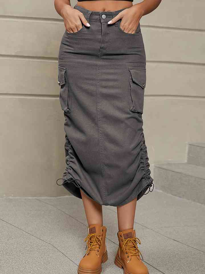 Drawstring Denim Skirt with Pockets – Libras Way