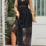 Lace Crisscross Back Sleeveless Maxi Dress